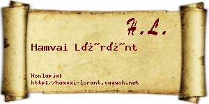 Hamvai Lóránt névjegykártya
