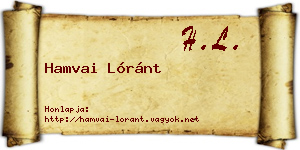 Hamvai Lóránt névjegykártya